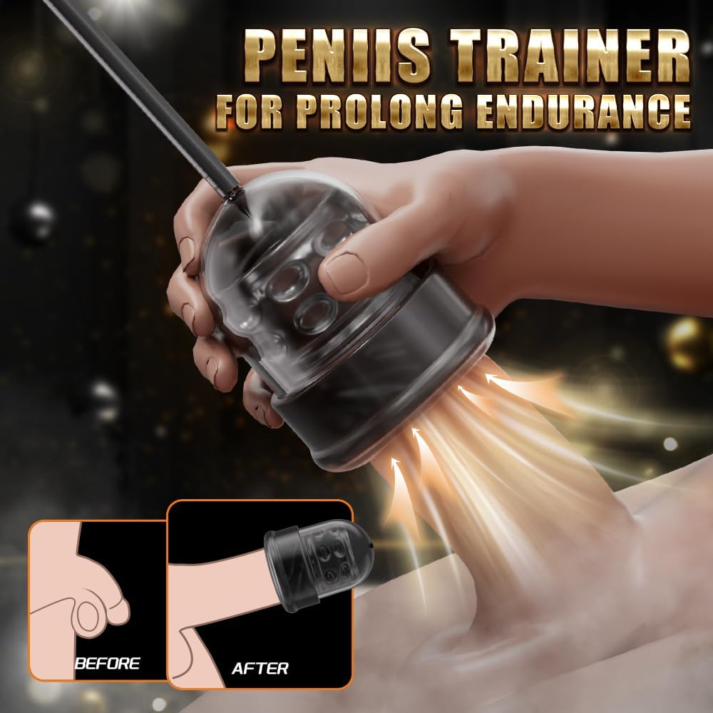 4 IN 1 Penis Trainer Massager Glans Vibrator Masturbator with 7 Suction Modes