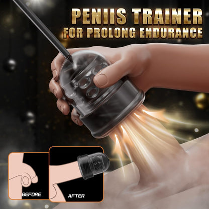 4 IN 1 Penis Trainer Massager Glans Vibrator Masturbator with 7 Suction Modes