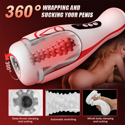 Automatic Masturbator Penis Pumpe Stroker with 3 Sucking & 7 Thrusting & Rotating & Vibrating