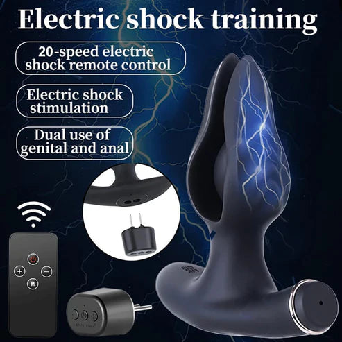 E-stim Inflatable Anal Plug Electro Stimulation Dildo Set with 12 Modes & 19 Intensities