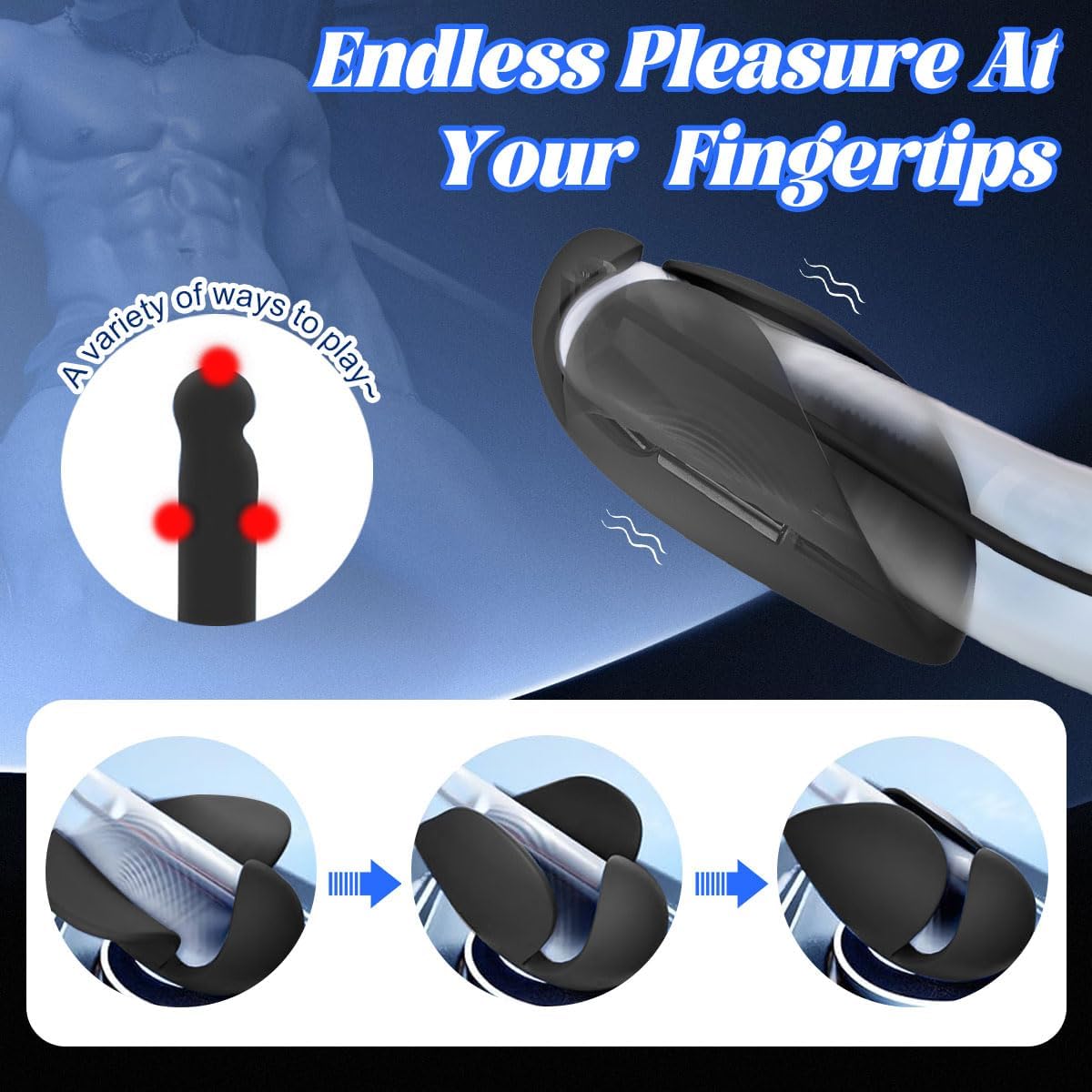 Electric Penis Trainer Dilator Urethral Vibrator Glans Stimulator with 10 Vibration Modes