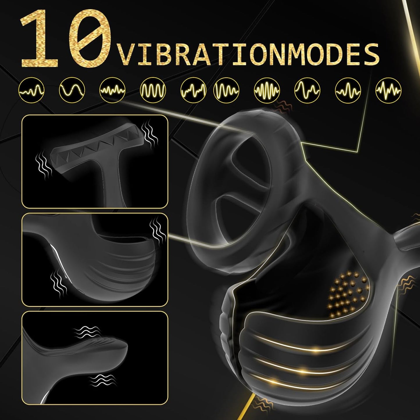 Testicle Trainer Cock Ring Penis Vibrator Massager with 10 Vibration Modes