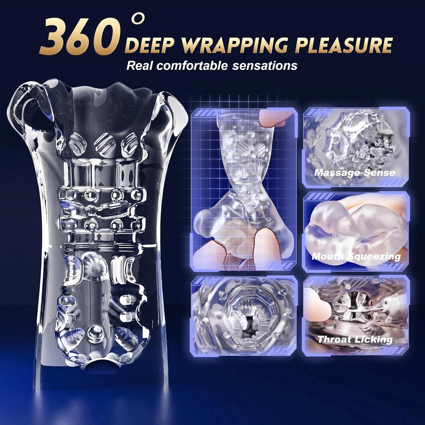 360° Squeezable Penis Trainer Vibrator Stroker with 9 Training Modes & AI Sync APP