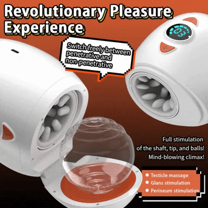 High Speed Dual Stimulation Sucking Masturbator with 10 Vibrating & Telescopic Modes