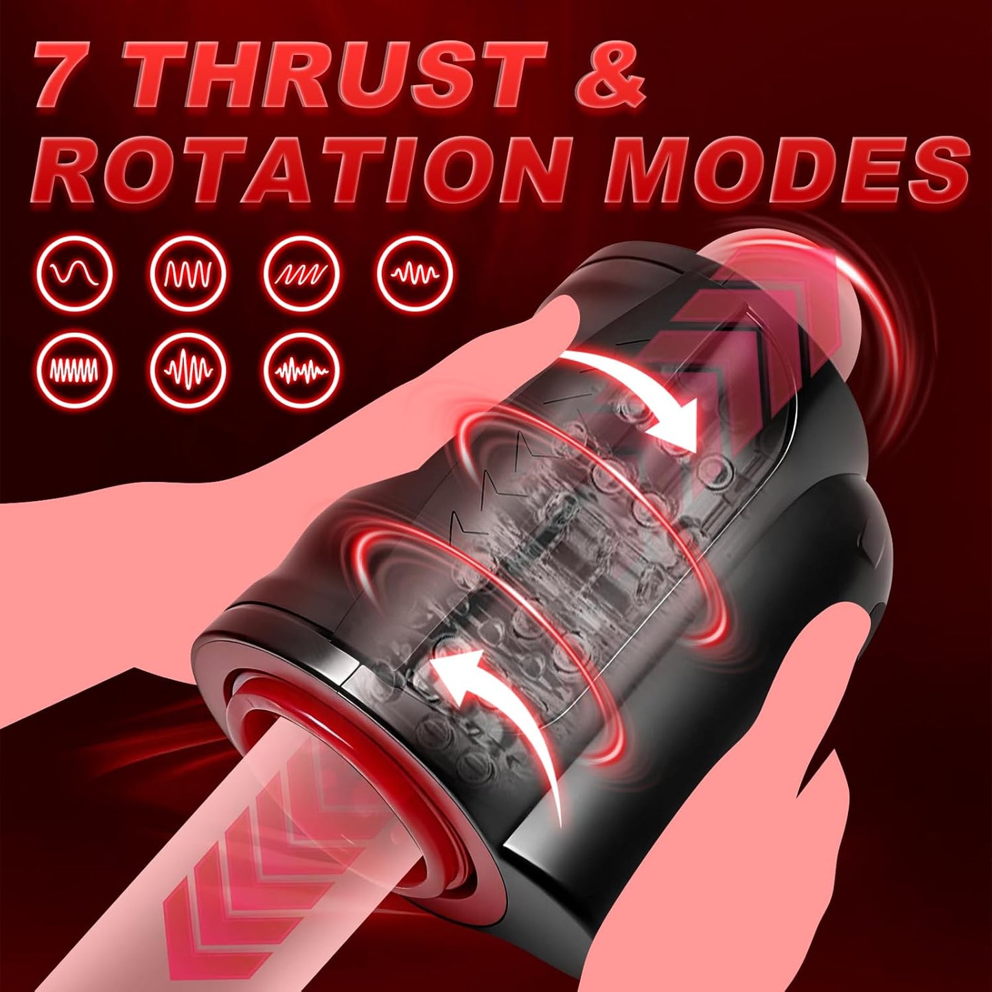 Hands-Free Penis Trainer Vibrator Stoker with 7 Thrusting & 7 Rotating Modes