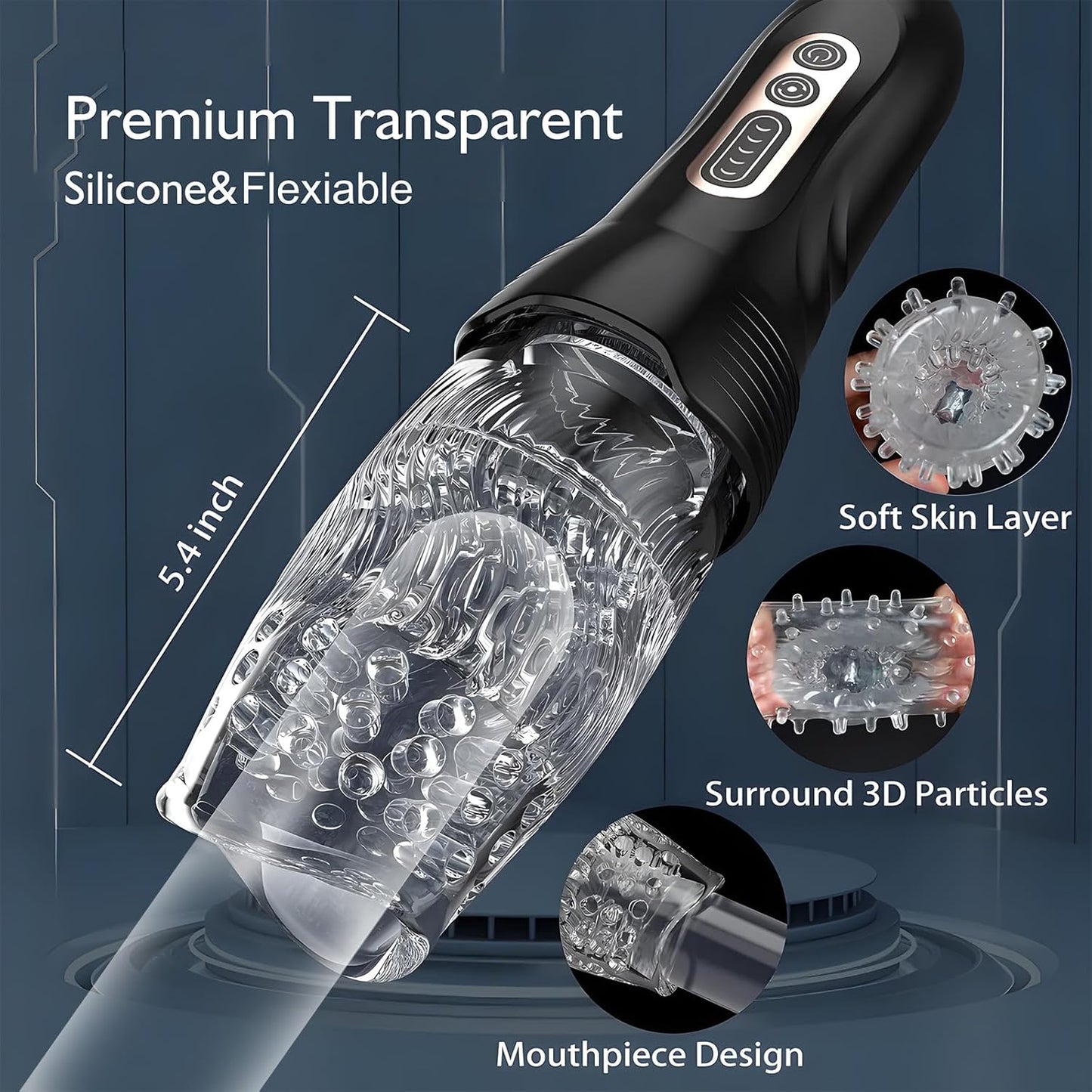 Oral Sex Masturbator Penis Trainer Vibrator with 10 Vibration and 5 Rotation Modes