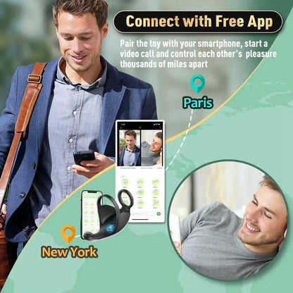 App-controlled Cock Ring Penis Trainer Vibrator Testicle Stimulator with 9 Vibration Modes