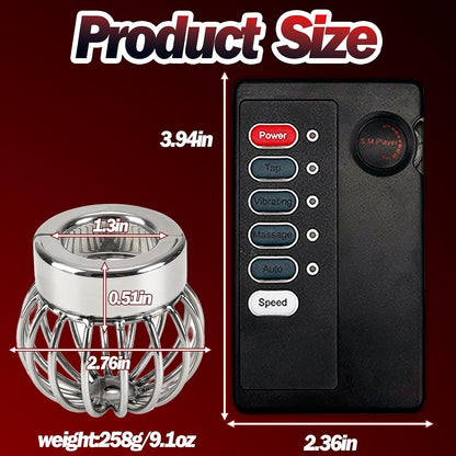 Electric Shock Chastity Testicle Crusher Cock Ball Testicle Stretcher with 4 Vibration Modes