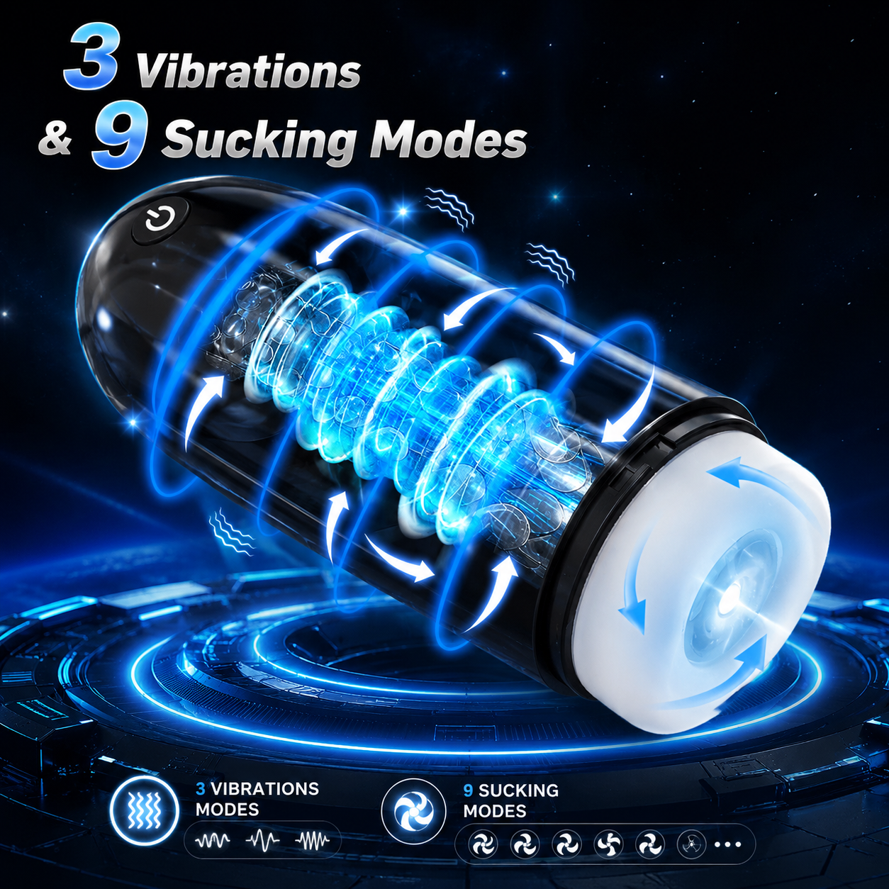 Automatic Masturbator Pocket Pussy Stroker Machine with 3 Vibration & 9 Suction Modes