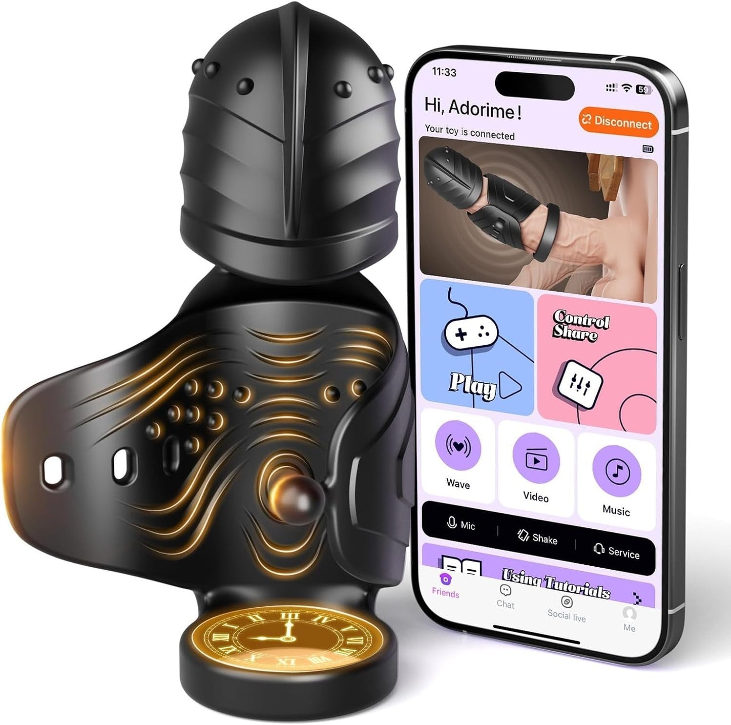 360° Wrapped Penis Trainer Vibrator Cock Ring with 10 Swing and 10 Vibration Modes
