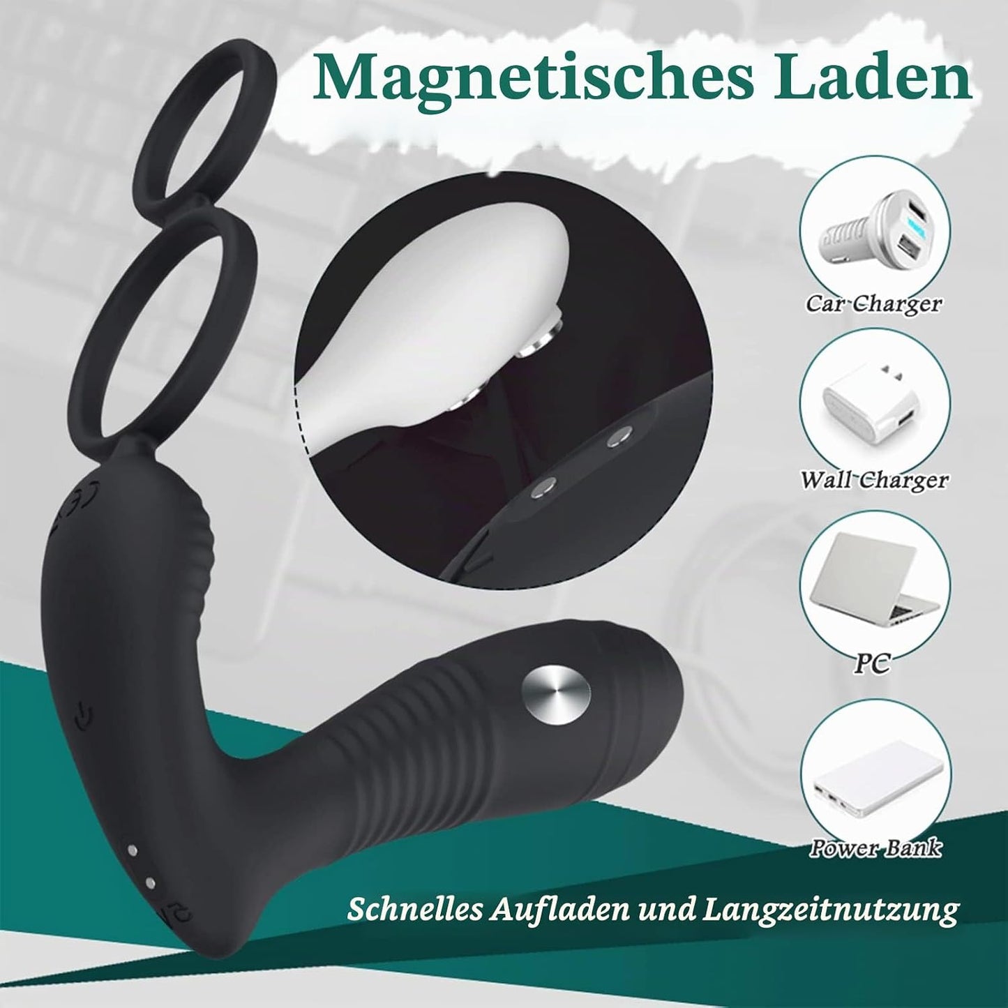 Electric Shock Prostate Vibrator Penis Ring with 8 Electric Shock & 8 Vibration Modes