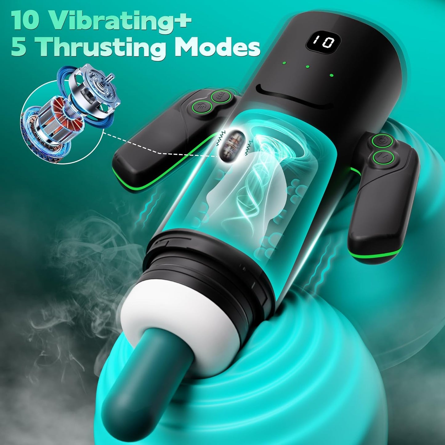 Handle Masturbator Blowjob Sex Machine with 5 Thruting & Sucking & 10 Vibrating Modes