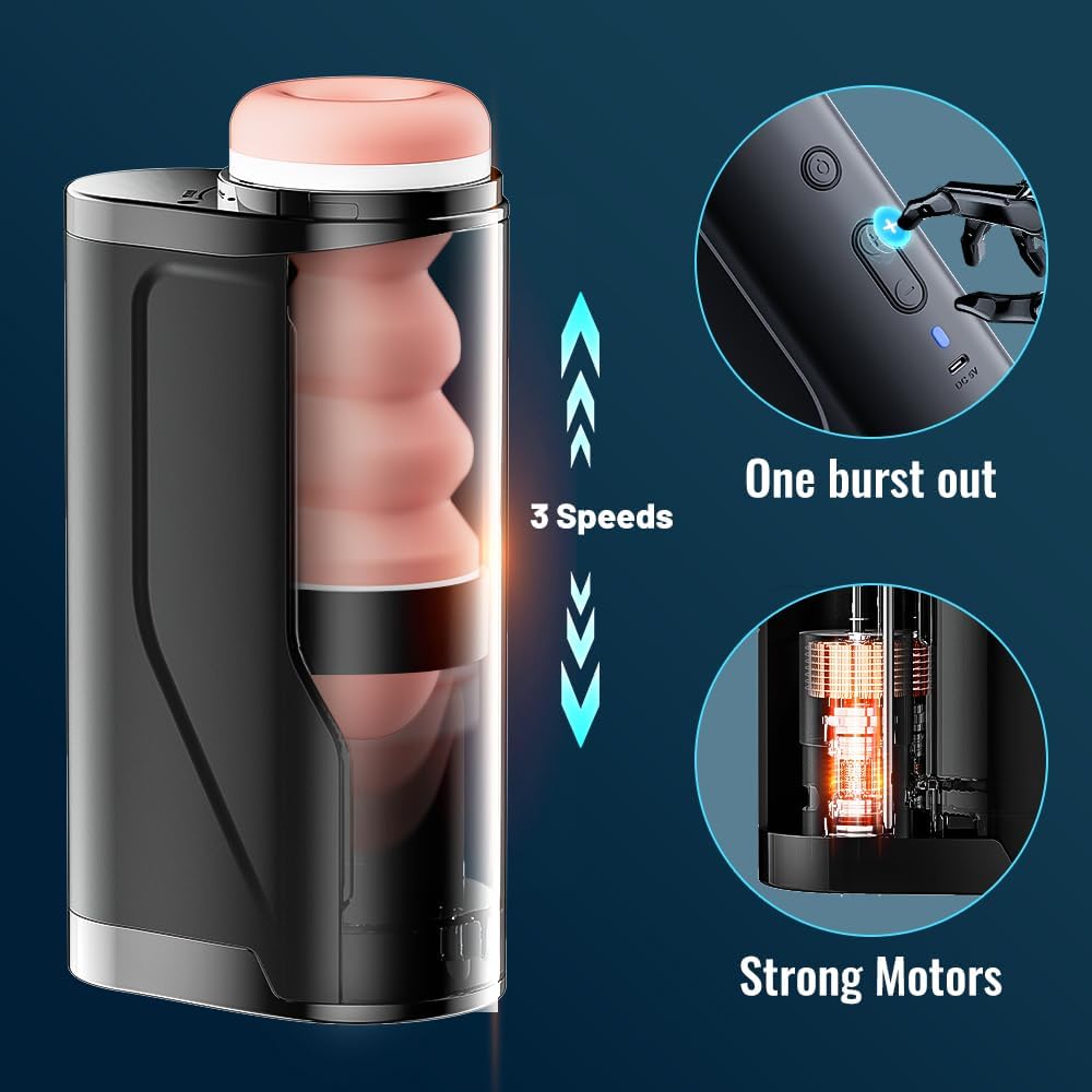 Automatic Masturbator Penis Stroker Vibrator Pocket Pussy with 10 Thrusting & 3 Speed