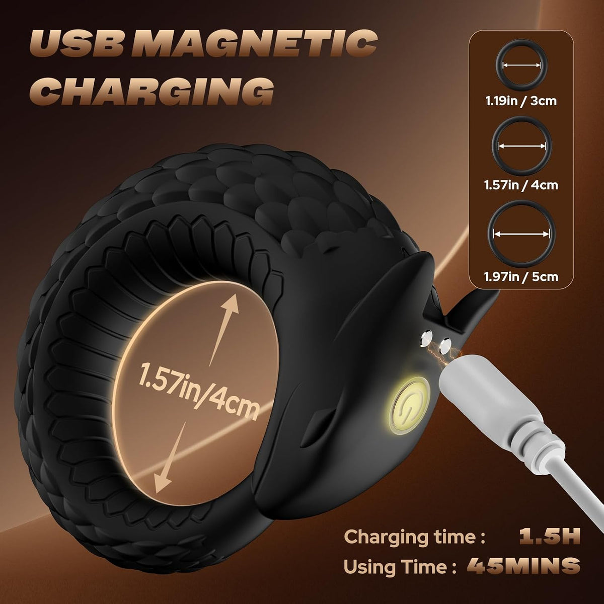 Dragon-Inspired Cock Ring Testicles Vibrator with 10 Powerful Vibration Modes