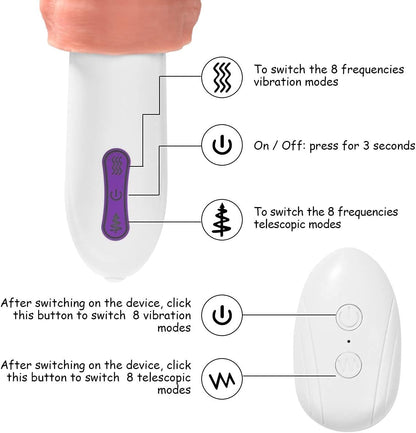 Hands Free Realistic Dildo Sex Machine with 8 Thrusting &Vibrating Modes