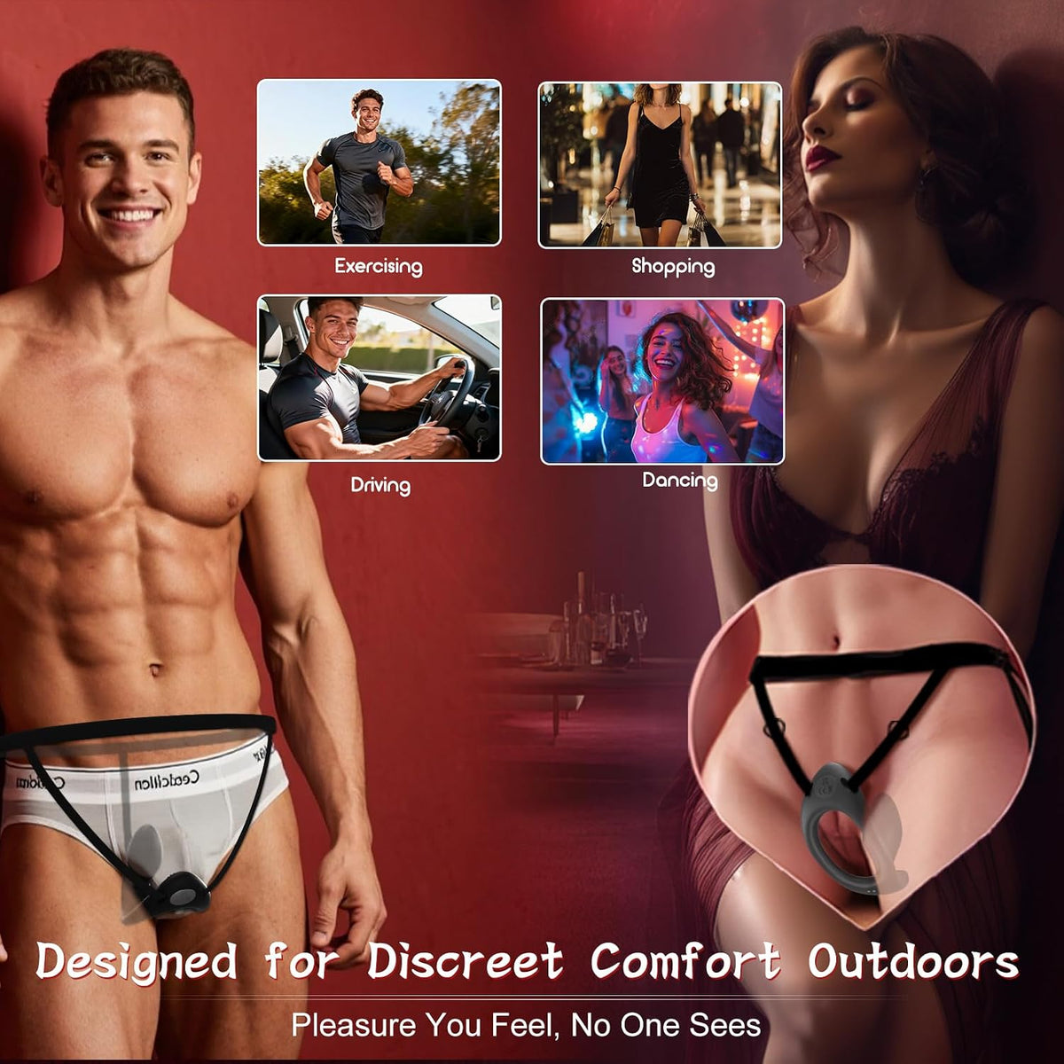Strap On Anal Vibrator Butt Plug Prostate Massager Testicle Trainer Stimulator with 9 Vibes