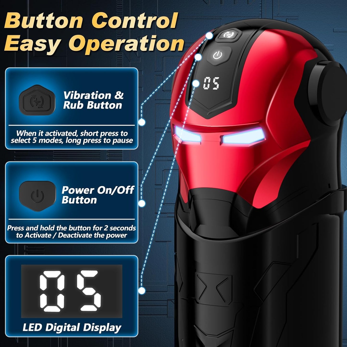 Automatic Masturbator Penis Stroker Sex Machine with 5 Swing & Rotation & Vibration Modes