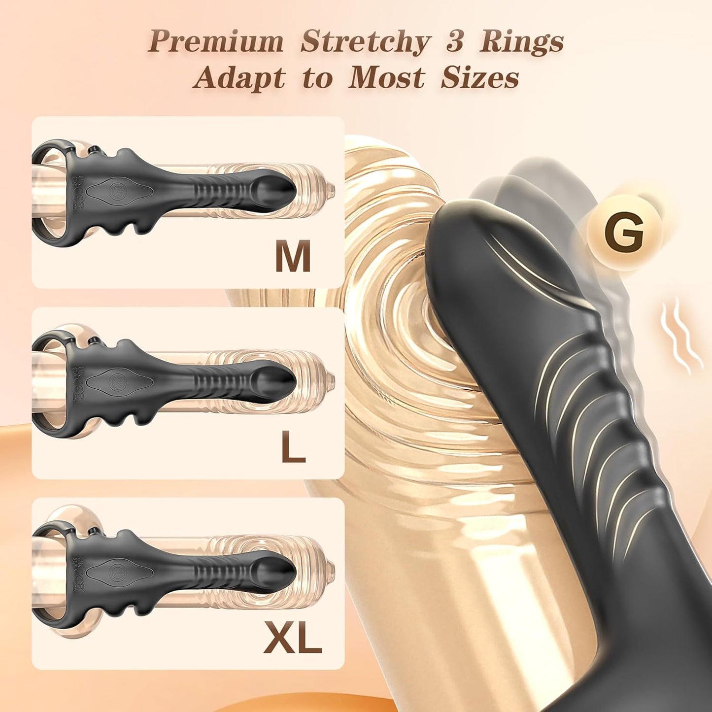 Finger Penis Trainer Vibrator Cock Ring Clitoral Stimulator with 3 Rings & 9 Vibration Modes