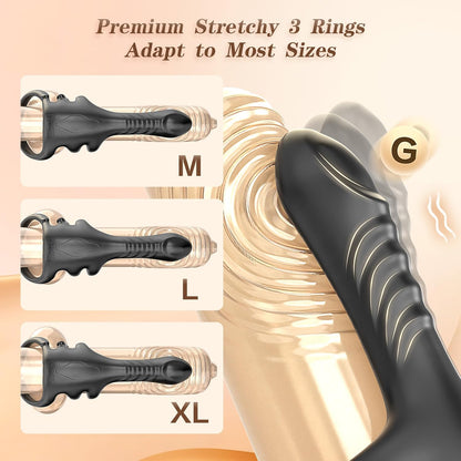 Finger Penis Trainer Vibrator Cock Ring Clitoral Stimulator with 3 Rings & 9 Vibration Modes