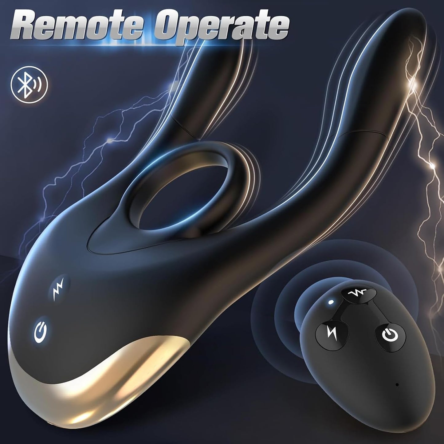 E-stim Cock Ring Penis Trainer Vibrator Masturbator with 10 Vibrations & 10 Electric shocks