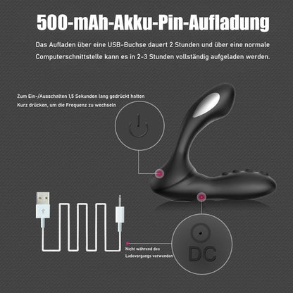 2 in 1 E-stim Anal Vibrator Prostate Stimulator with 8 Vibration & 8 Electroshock Modes