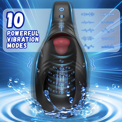 4 IN 1 Penis Trainer Glans Vibrator Blowjob with 10 Licking & Vibration Modes