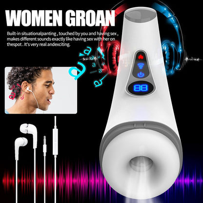 Auto Masturbator Stroker Blowjob Machine With 7 Sucking & 3 Vibrating & Heating Modes