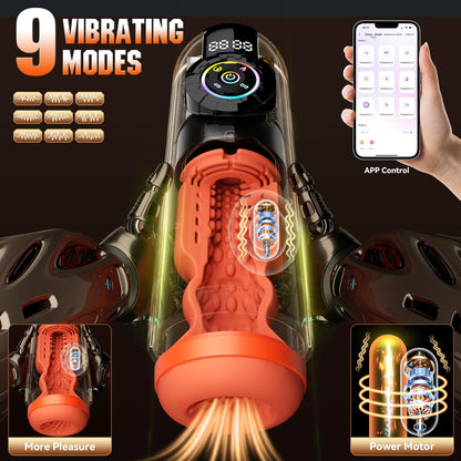 AI Interaction APP Control Masturbator Sex Machines Devices with 9 Vibrating & Licking & Thrusting & Suck Modes