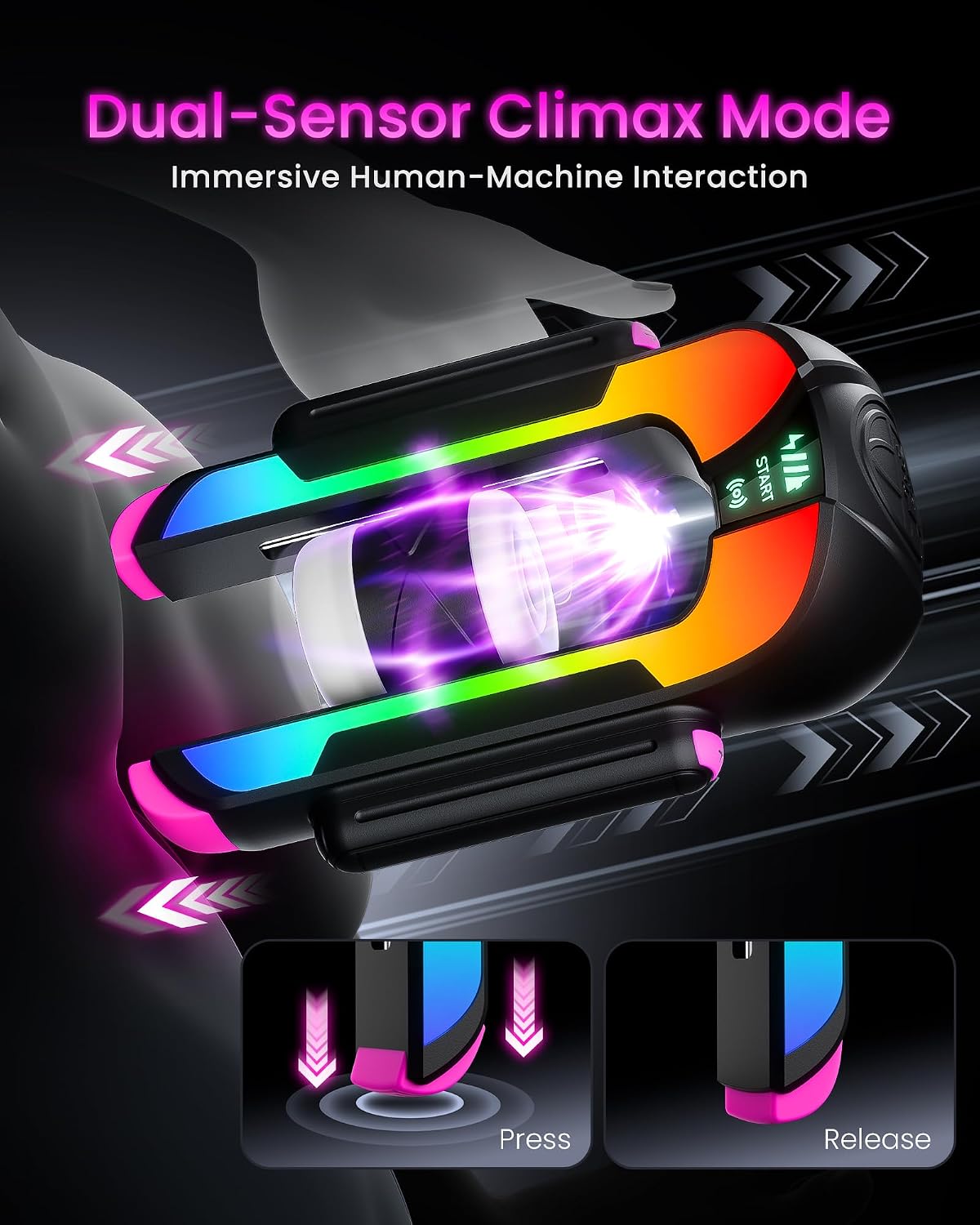 RGB Lighting Automatic Masturbator Sex Machine with 4 Stroke Modes × 4 Speed Levels