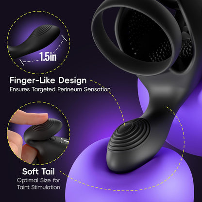 Testicle Cock Ring Penis Vibrator Stimulator Masturbator with10 Vibration Modes