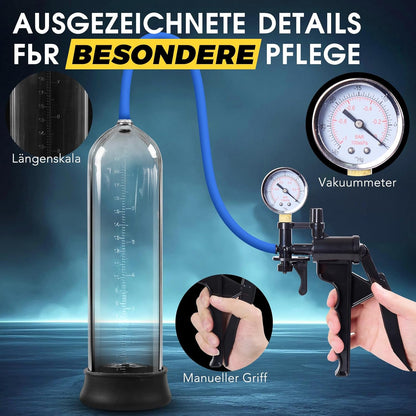 Manual Penis Vacuum Pump Enlarger Masturbator with Magnifying Mirror & Pistol Grip