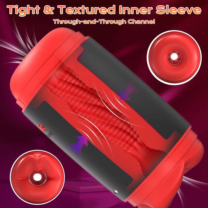 Electric Blowjob Pocket Pussy Masturbator with 9 Vibrations & Pressure Modes
