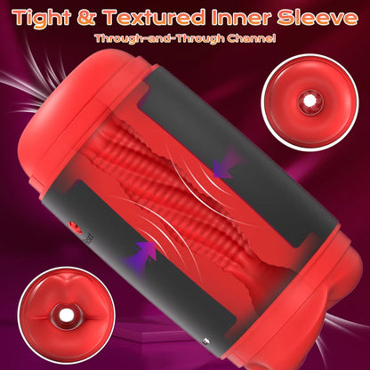 Electric Blowjob Pocket Pussy Masturbator with 9 Vibrations & Pressure Modes