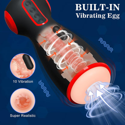 Automatic Blowjob Machine Masturbator with 10 Vibrating & 7 Sucking & 7 Squeezing