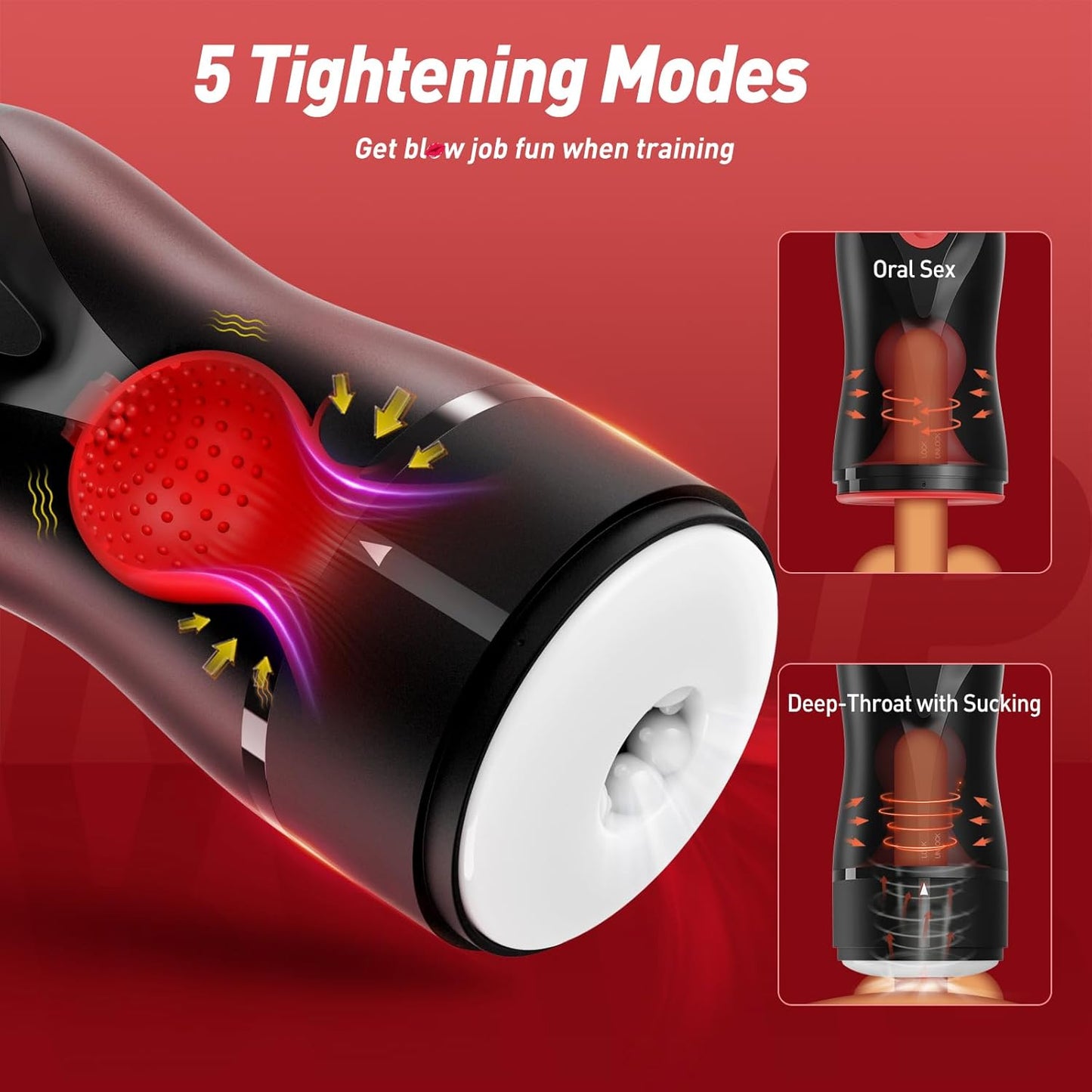 Auto Masturbator Penis Vibrator Glans Trainer with 3 Swirling 5 Tightening 10 Vibration Modes