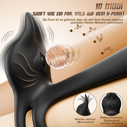 3 IN 1 Dual-Ring Penis Vibrator & Clitoral Stimulator Cock Ring with 10 Modes