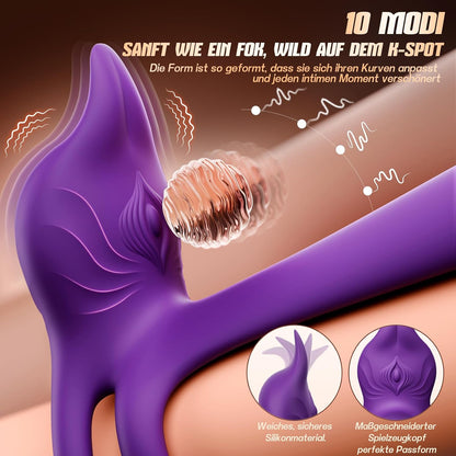 Dual Cock Ring Penis Trainer Vibrator Clitoral Stimulator with 10 Vibration Modes