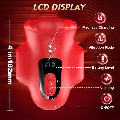 Glans Trainer Penis Vibrator Oral Stroker Masturbator with 10 Vibrating & 2 Motors