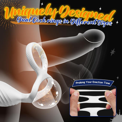 Anal Vibrator Prostate Massager Butt Plug Penis Ring with 10 Rotating & Thrusting Modes