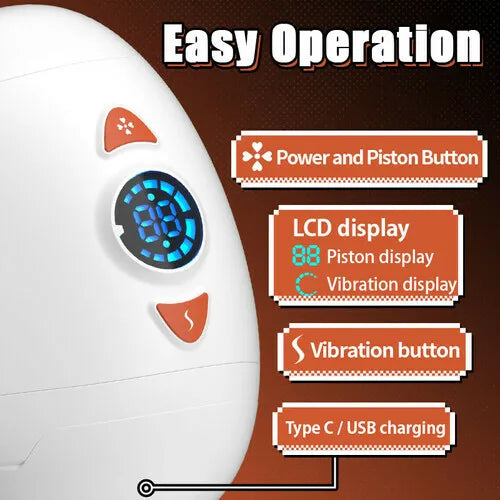 High Speed Dual Stimulation Sucking Masturbator with 10 Vibrating & Telescopic Modes