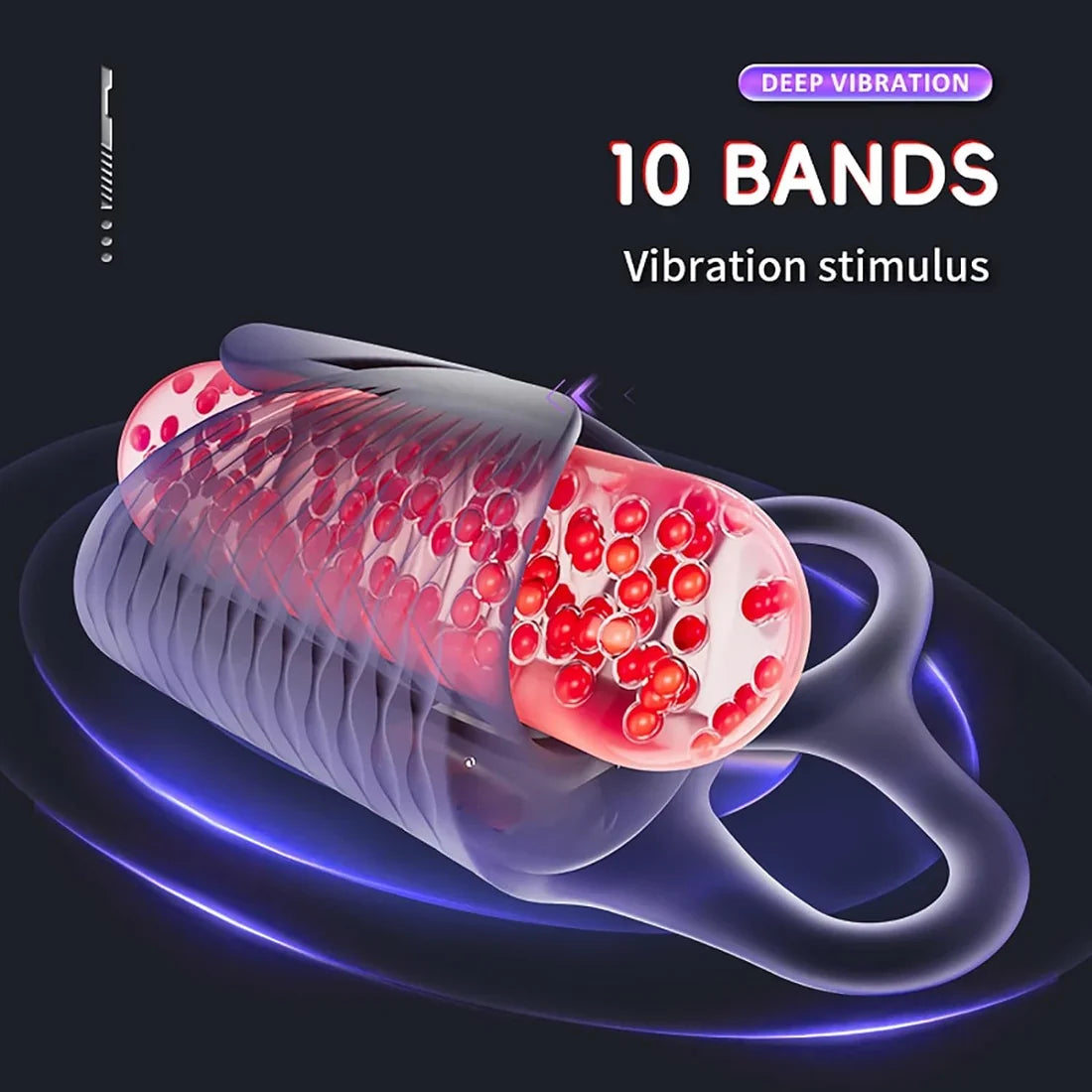 Penis Trainer Vibrator Cock Ring Massager with 10 Powerful Vibration Modes