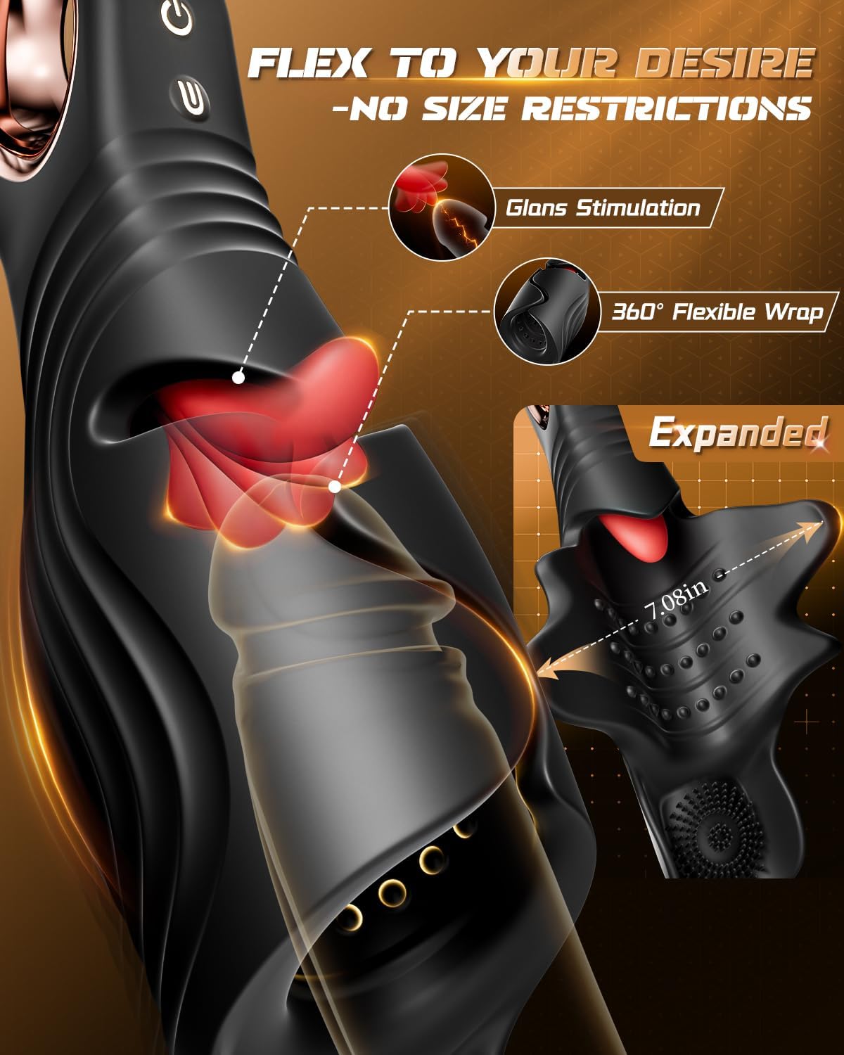 Wing-Open Penis Trainer Vibrator Stroker Blowjob with 10 Vibration & Tongue Licking Modes