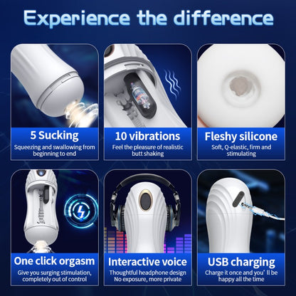 Automatic Masturbator Oral Stroker Blowjob with 5 Sucking & 10 Vibrating Modes