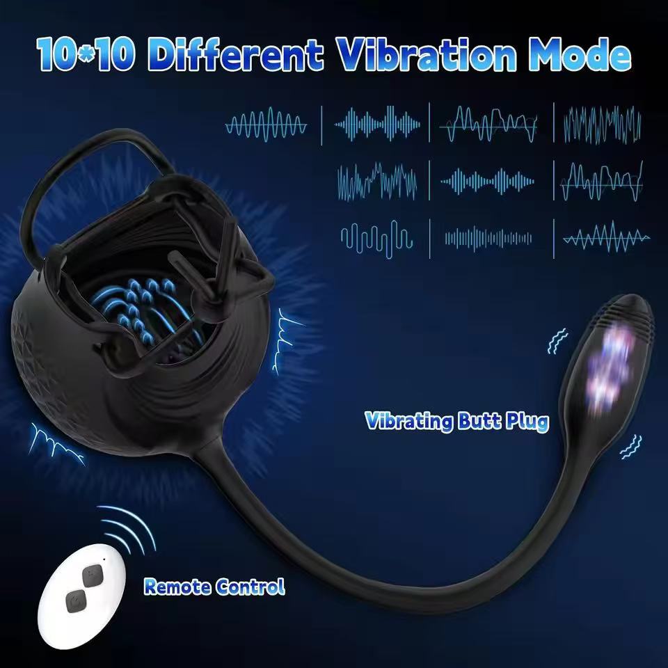 360° Wrapping Testicle Vibrator Penis Trainer Prostate Massager with 10 Vibration Modes