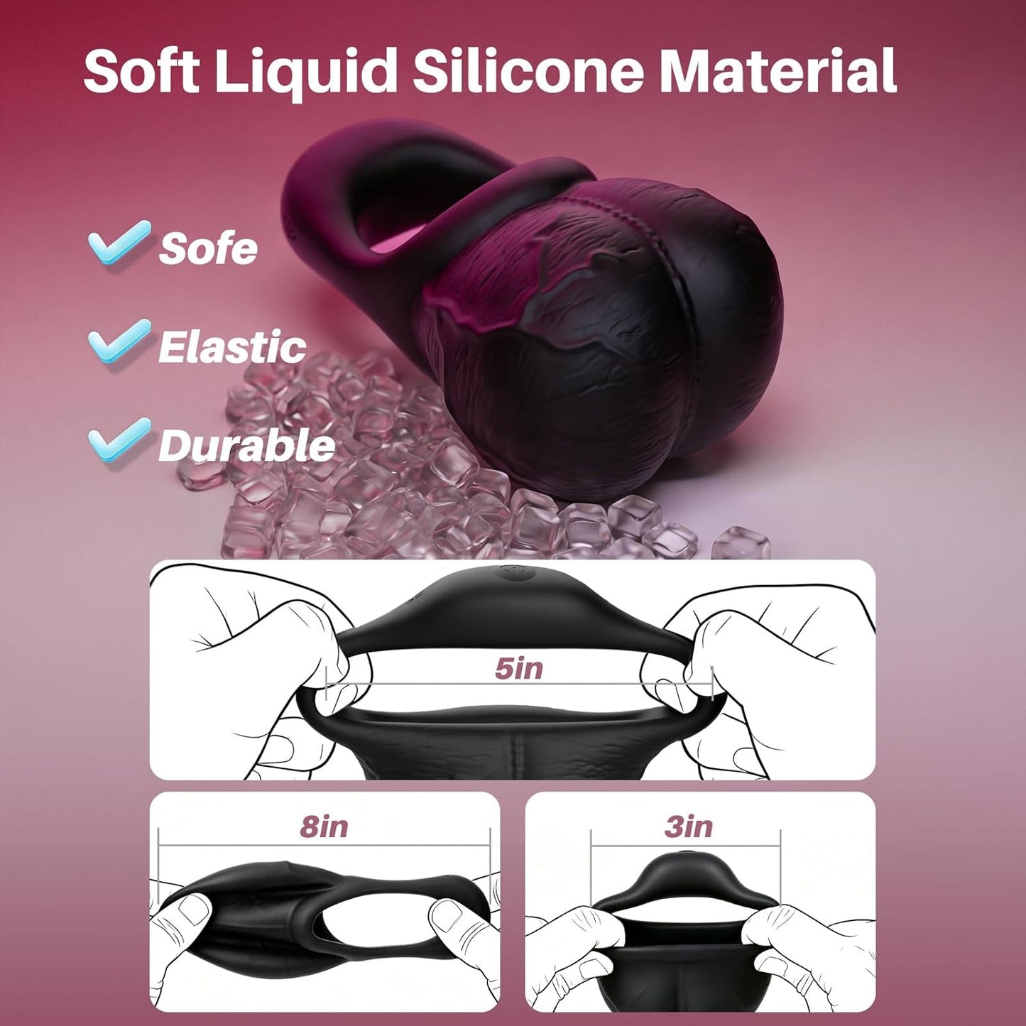 2 IN 1 Cock Ring & Balls Pouch Multifunctional Penis Trainer with 9 Vibration Modes
