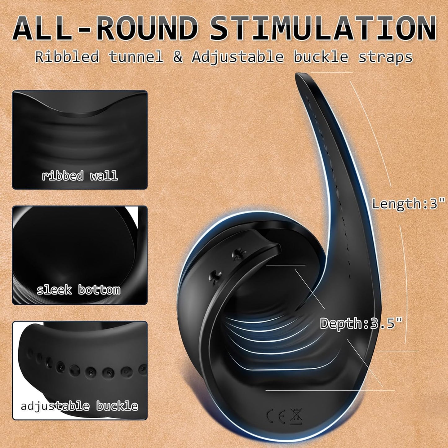 Adjustable Penis Trainer Glans Vibrator Masturbator with 10 Vibration Modes