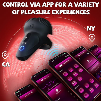Triple Stimulations Penis Trainer Vibrator Cock Ring with 10 Intense Vibration Modes