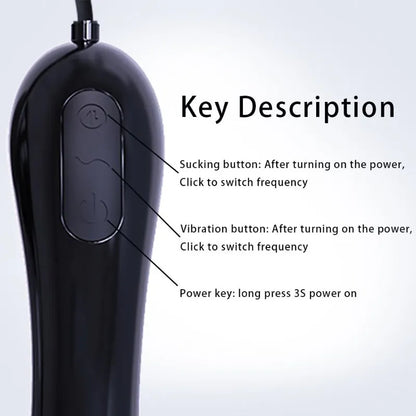 Black Piston Electric Masturbator Penis Trainer Vibrator with Strong Suction & Vibration Modes