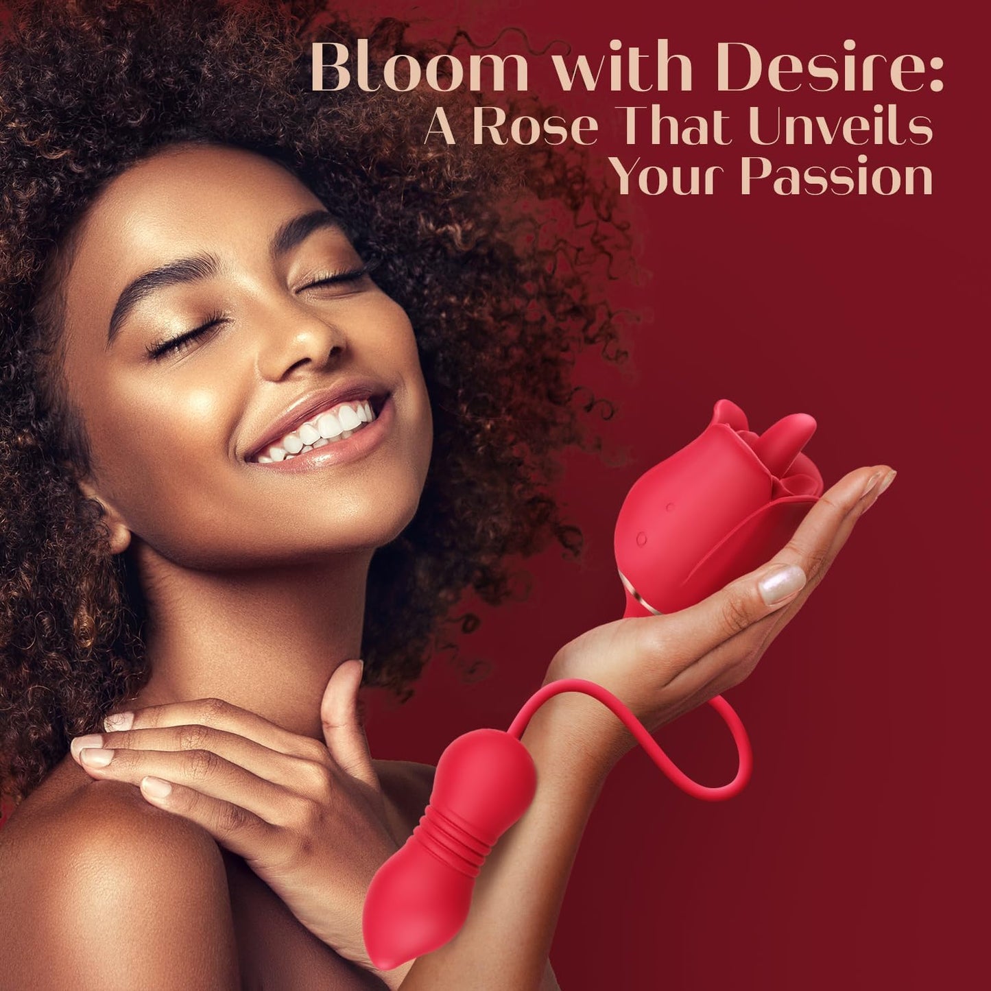 4 IN 1 Rose G Spot Vibrator Nipple Clitoral Stimulator with 9 Tongue Licking & Thrusting