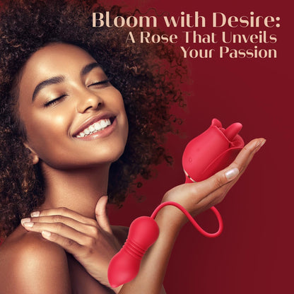 4 IN 1 Rose G Spot Vibrator Nipple Clitoral Stimulator with 9 Tongue Licking & Thrusting